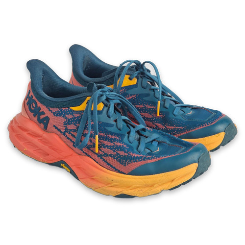 Hoka Speedgoat 5 Women's US 8.5B Teal Orange Trail Running Shoes Vibram Megagrip