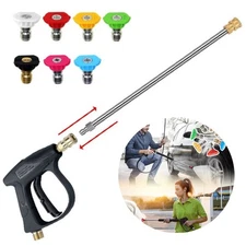 Car Power Washer Gun Spray Wand Lance Nozzle and Hose Kit High Pressure 4350PSI