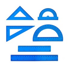 6PCS Clear Plastic Geometry Tool Set Rulers Protractors and Triangle Measuring