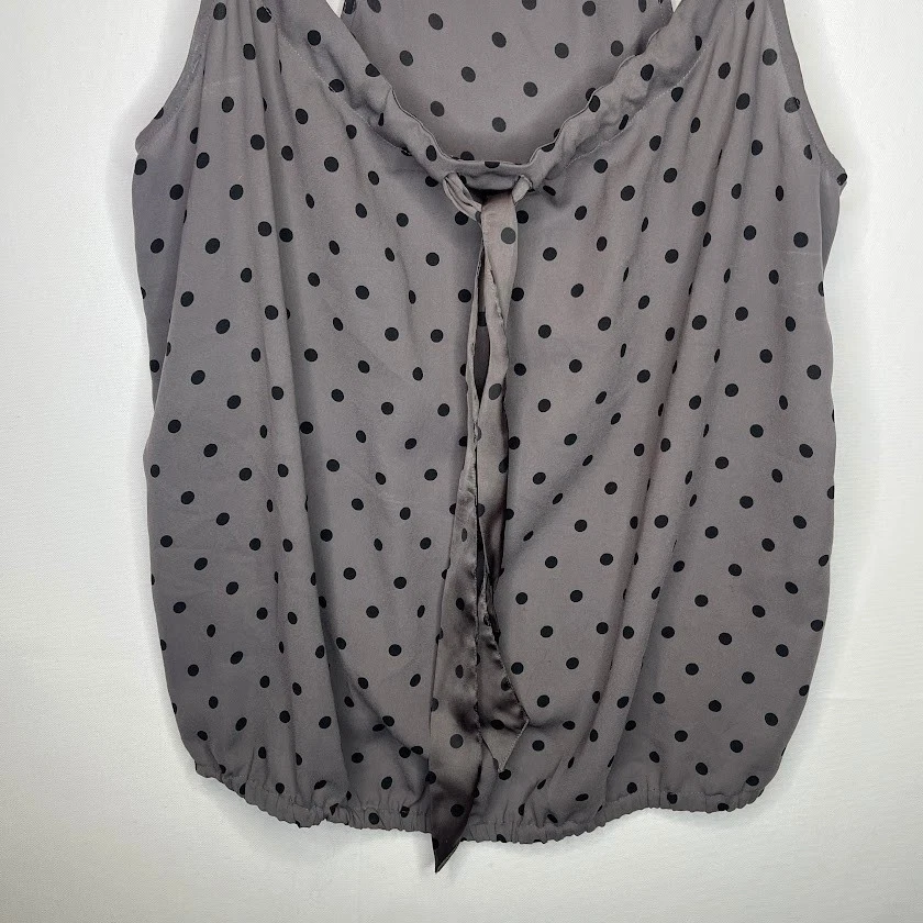 American Eagle Gray Black Polka Dot Halter Tie Tank Top Women’s M Foto 3 de 4
