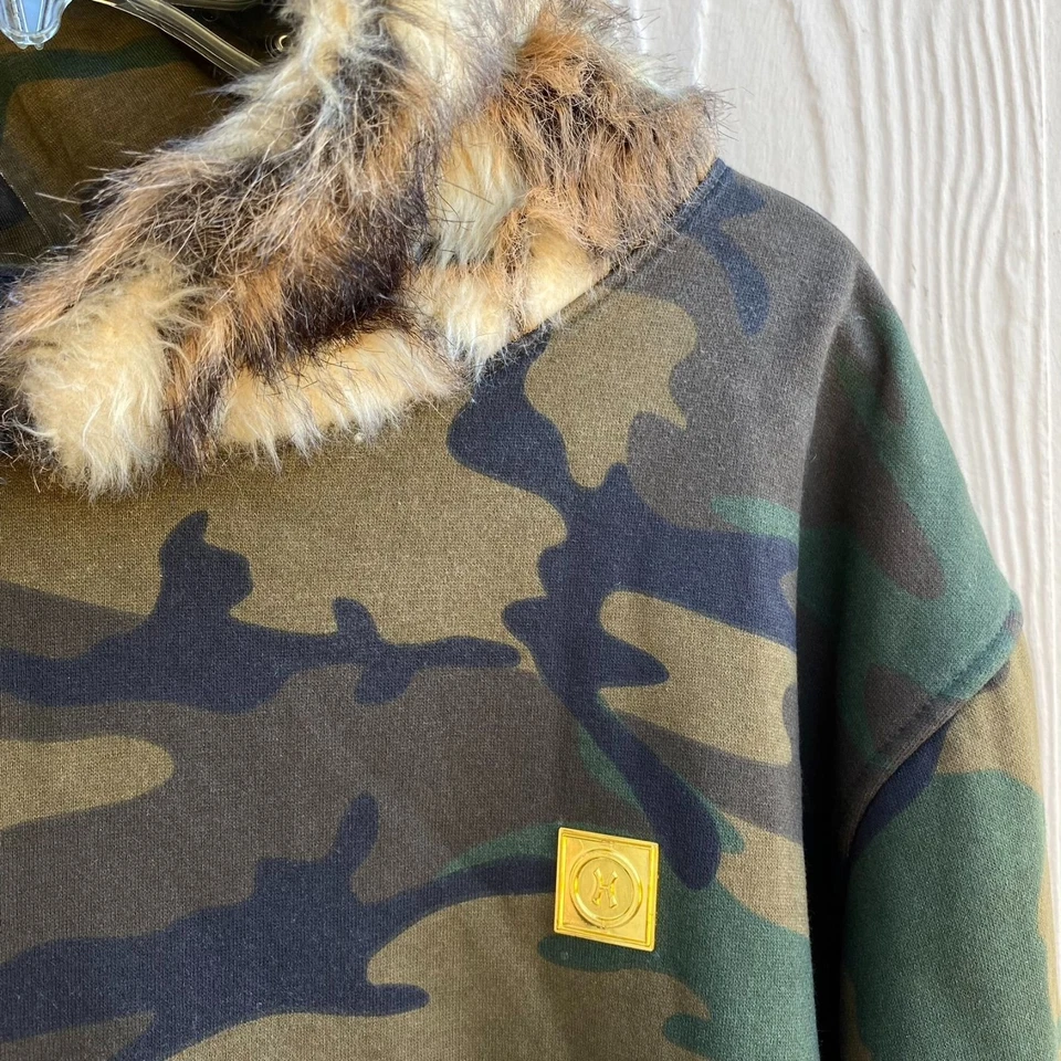 Hudson 外套连帽衫男式 3XL 迷彩人造毛皮装饰街头服饰阅读 — 第 3/4 张图片