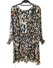 Papaya dress print size 18, frill cuff, metalised detail, liner, Black mix