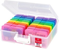 IRIS USA 4" x 6" Photo Storage Box Craft Keeper, Transparent Handle Container...