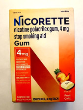 New Nicorette Fruit Chill Nicotine Gum 4mg - 100 Count Exp 09/2028 -Stop Smoking