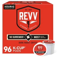 REVV NO SURRENDER Coffee, Keurig K-Cup Pod, Dark Roast, 96 Count