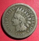 1859 US Indian Head Cent! Copper Nickel Variety! 1st Year Issue! Good Details!