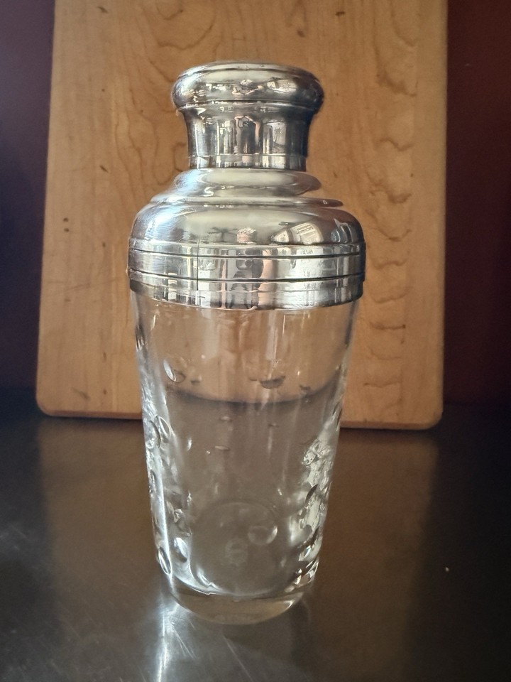 Vintage Saint Louis Bubbles Crystal Cocktail Shaker France 8.5” Silverplate