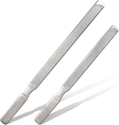 2-Pack Stainless Steel Toe Nail Files, 4-Sided Design for Thick Nails, Silver