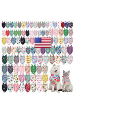 Huhumy 100 Pcs Dog Bandanas Bulk Hawaiian Dog Bandanas Summer 3 Sizes Washable