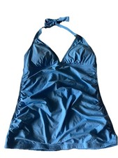 TOMMY BAHAMA  Lined Ocean Blue V-Neck Ruched TANKINI SWIM TOP S Orig. 148