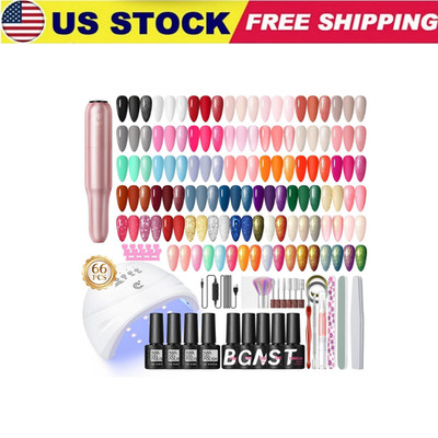 COSCELIA 66pcs Gel Nail Polish Kit with U V light and Drill 35 Colors Fall Winte