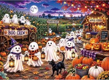 Share Ghost Pumpkin Halloween Village 500 Piece Jigsaw Puzzle for Adults
