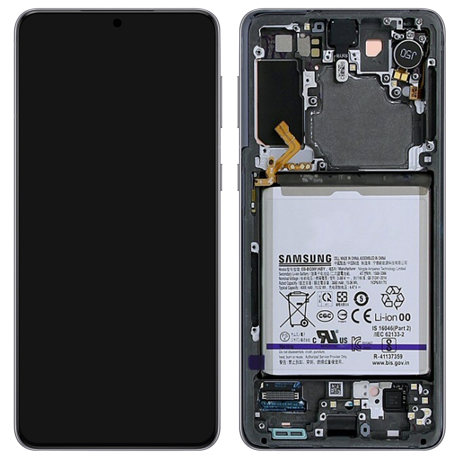 Écran tactile Galaxy S21 d'origine bloc LCD gris complet pour rénover votre smartphone