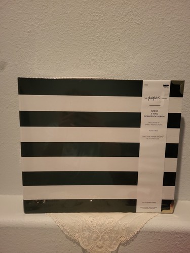 The Paper Studio 12x12 Post bound Scrapbook Album Black And White Striped