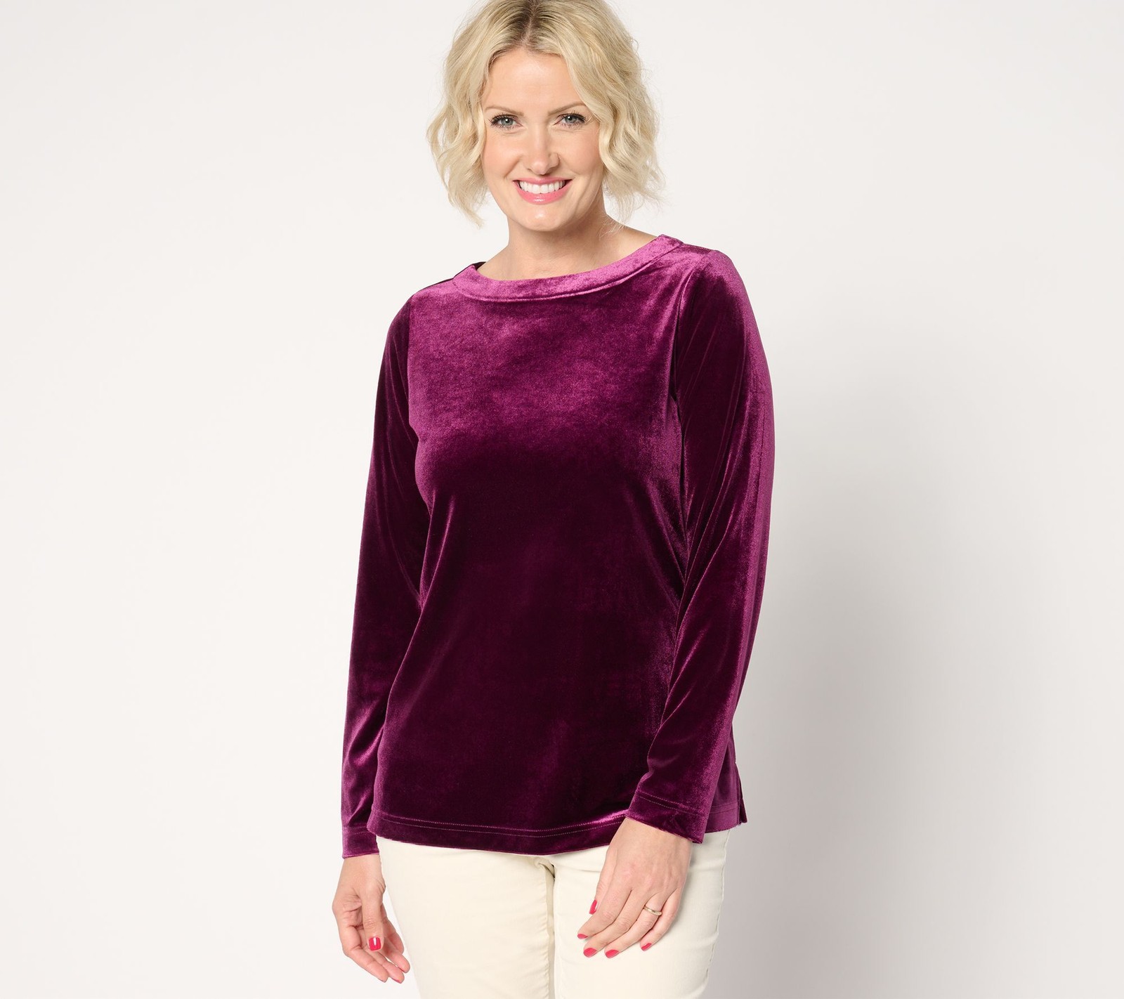 Kim Gravel Belle Women's Plus Size 2X Purple Bellevet Boatneck Top A666890
