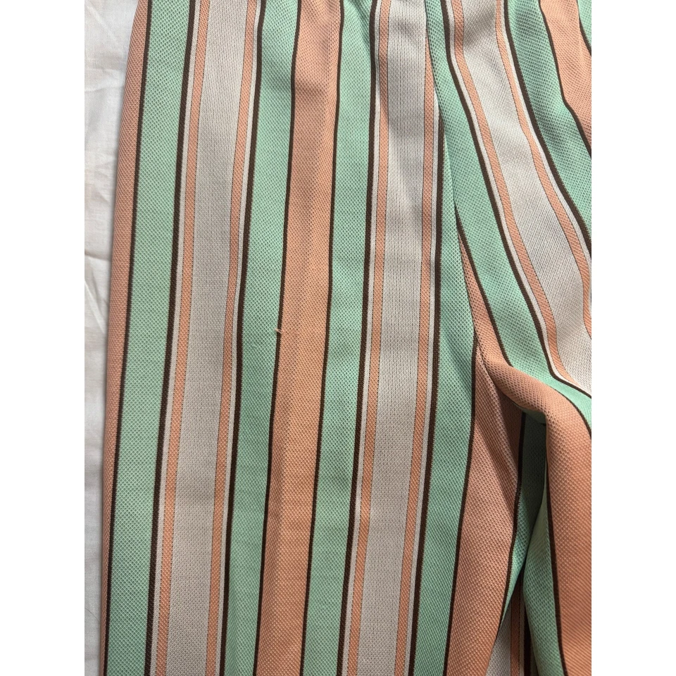 Pantalones de campana de poliéster rosa y verde vintage americano, cintura 28 Foto 2 de 4