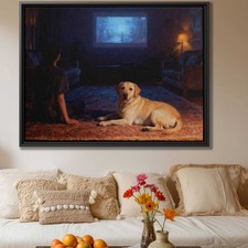Labrador Framed Oil Painting Canvas Print Living Room Dog Decor Framed Art