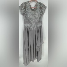 Lace Chiffon Long Formal Wedding Evening Gown Lace Up Back