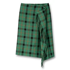 JW Anderson x Uniqlo Green Tartan Fringe Wrap Midi Skirt Size 10 Plaid Preppy