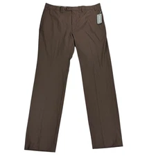 Michael Kors Mens Marvin Classic Fit Stretch Solid Pants Tobacco Brown 38x34