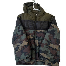 Levi's Boys Camo Puffer Jacket Hooded Youth M 10-12 Camouflage Green