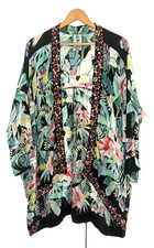 JOHNNY WAS Silk Embroidered KIMONO Robe JACKET Size M Floral BOHO Pockets