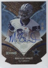 2008 Icons NFL Rookies Rookie Blue Die-Cut /25 Martellus Bennett #169 Auto u6m