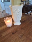 Vintage  MCM  McCoy Pottery Cream Footed Vase, Stamped USA Art Deco