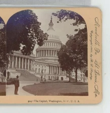 Man outside Capitol Washington DC Keystone Stereoview