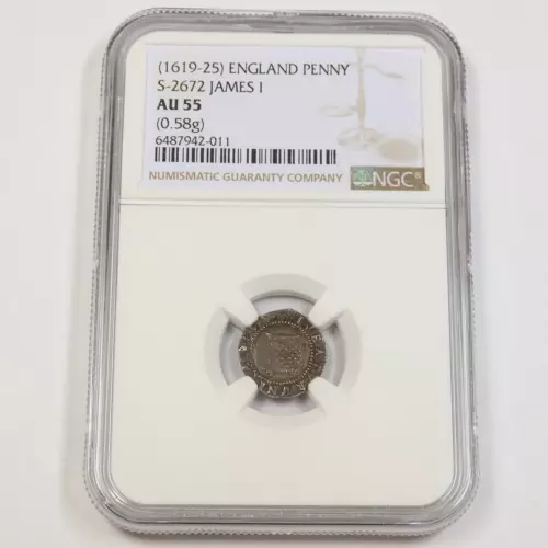 1619-25 NGC XF45 | ENGLAND - James I Penny Coin #42961A