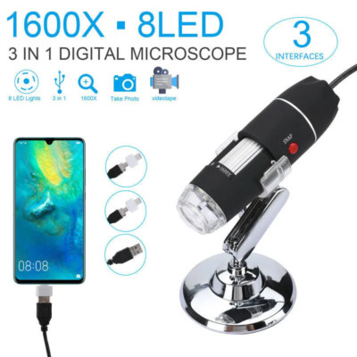 1600X Digital Electronic Microscope Coin Jewelry Leaf Cell Magnifier Kids Nature