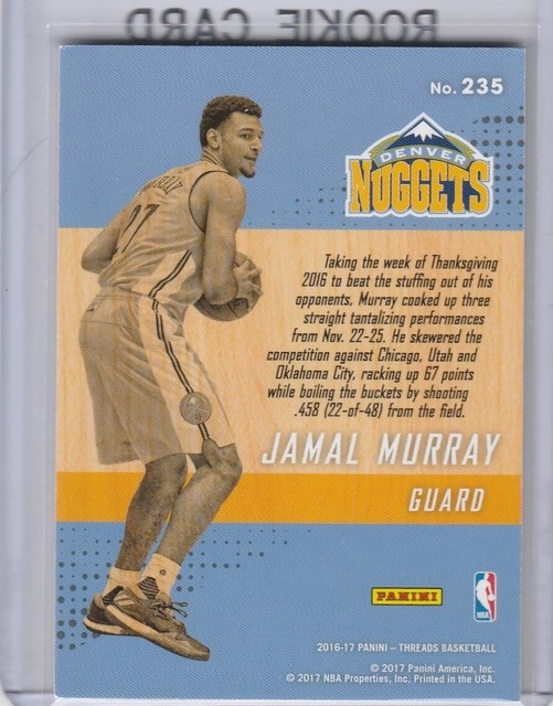 JAMAL MURRAY ROOKIE CARD Denver Nuggets 2016/17 Panini Threads