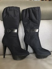 Stivaletto Sergio Rossi Nylon Impermeabile/Lucertola Platform Mid-Calf Tg 38,5 (7,5) Italia