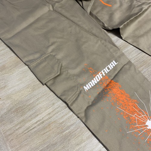 Herren Cargohose beige groß Graffiti bedruckt Hose Stein Boohoo Mann UVP £50 - Bild 5 von 12
