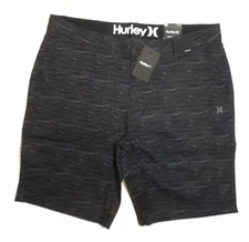 Hurley Hybrid Walking Short Mens 36 Black Heather Quick Dry New $50 NWT