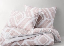 Restoration Hardware Teen NIA DIAMOND COTTON-LINEN DUVET COVER ORCHID GREY TWIN