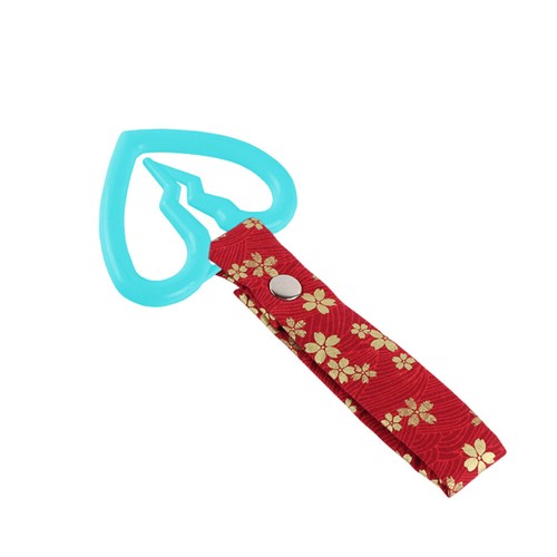Light Blue S Broken Heart JDM Ring Tsurikawa Car Handle Strap -Red Flowers Nylon - Picture 3 of 8