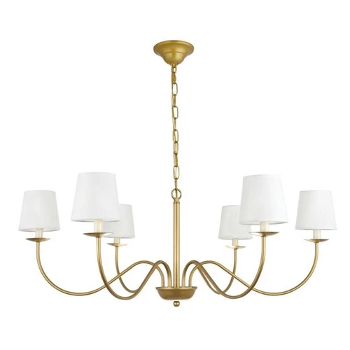 Living District Eclipse 6-Light Metal & Fabric Chandelier in Brass/White - Picture 5 of 10
