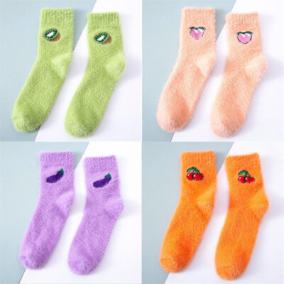 Fashion socks cherry avocado Animated cartoon warm new year socks autumn-winter
