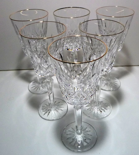 *VINTAGE* Waterford Crystal GOLD LISMORE TALL (1957-) Set 6 Water Goblet IRELAND