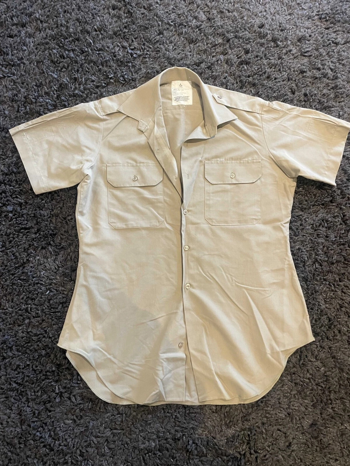 Classic Button Up Khaki Polo Shirt- Size 40