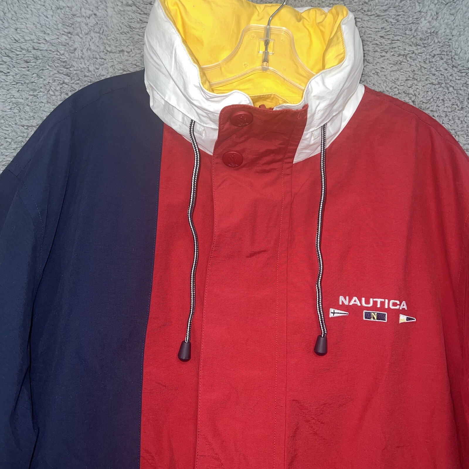NOS Nautica Jacket Men's Size M Color Block Reversible Hooded Coat image 3