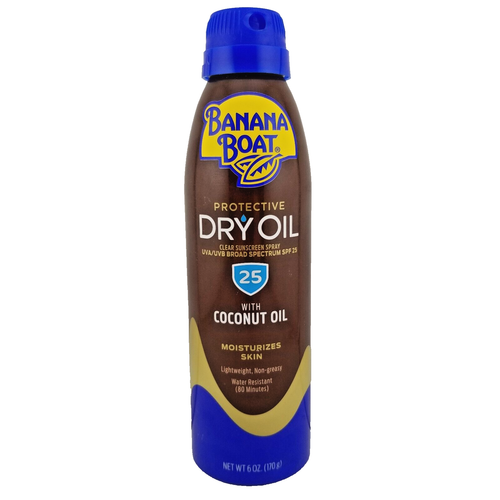 Banana Boat Protective Dry Oil Clear Sunscreen Spray SPF 25 6 oz FREE