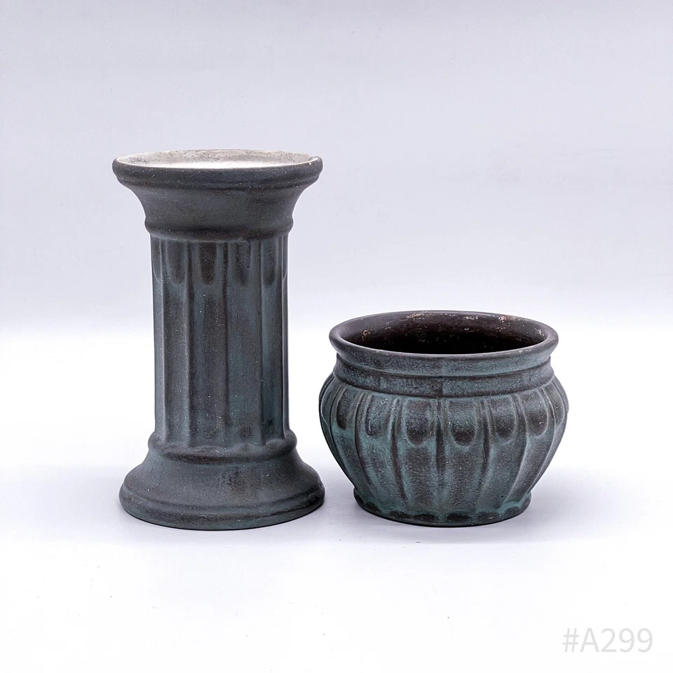 2er Set Vintage Vase & Blumen-Übertopf gemarkt 435/B Handarbeit | 2 Stück - Bild 2 von 4