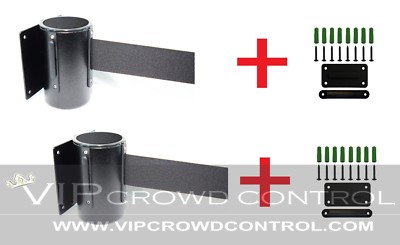 WALL MOUNT STANCHIONS, 2 PCS PACKAGE AISLEWAY 156'' BLACK BELT, VIP CROWD CONTROL