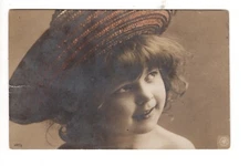 Real Photo Young Girl With Large Hat @ 1910  Real photo Card From Germany.