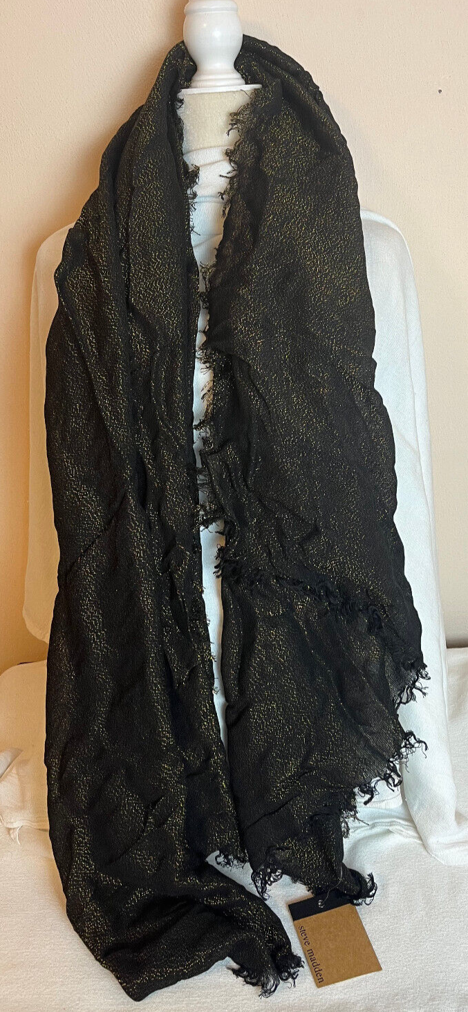 PANTOFOLA D’ORO Sciarpa donna Steve Madden nera e oro collo nuova con etichetta