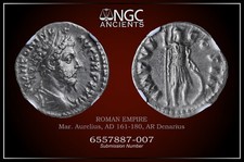 MARCUS AURELIUS NGC Ch VF ROMAN COINS, AD 161-180. AR Denarius. A1101