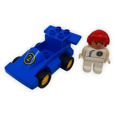 LEGO DUPLO 2609 PreSchool Racer Rennwagen Blau Fahrer Set 1990 Town Race Wagen