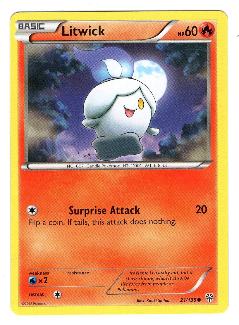 Pokemon TCG Litwick Black & White Plasma Storm 21/135 Regular Common Card LP-NM